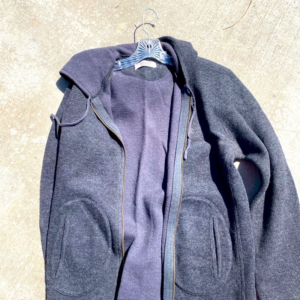 Penguin zip Up hoodie. Long sleeve with pockets. Gray wool. Hardly ever worn